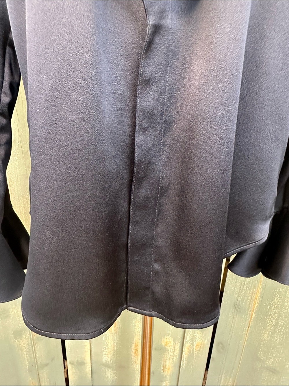 Ralph Lauren Vintage Silk Ruffled Blouse Icon Navy Sz 8 - Picture 5 of 15